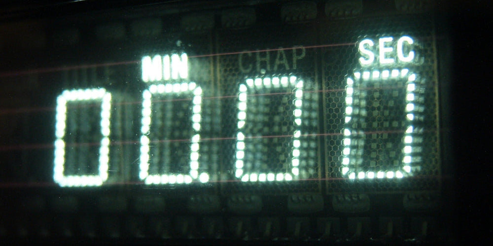 affichage numérique 00:00 lumineux dans l'obscurité symbolisant l'heure miroir 00h00 et le nouveau départ
