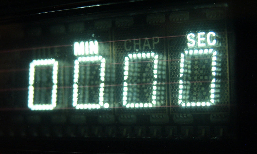 affichage numérique 00:00 lumineux dans l'obscurité symbolisant l'heure miroir 00h00 et le nouveau départ