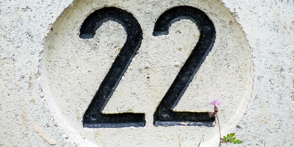 chiffre 22 gravé dans la pierre symbolisant l'heure miroir 22h22
