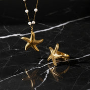 Bague étoile – Design marin en acier inoxydable doré 18K