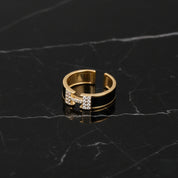 Bague colorée noire ou blanche – Anneau géométrique doré