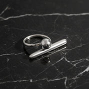 Bague boule géométrique en acier inoxydable – Ajustable, dorée ou argentée