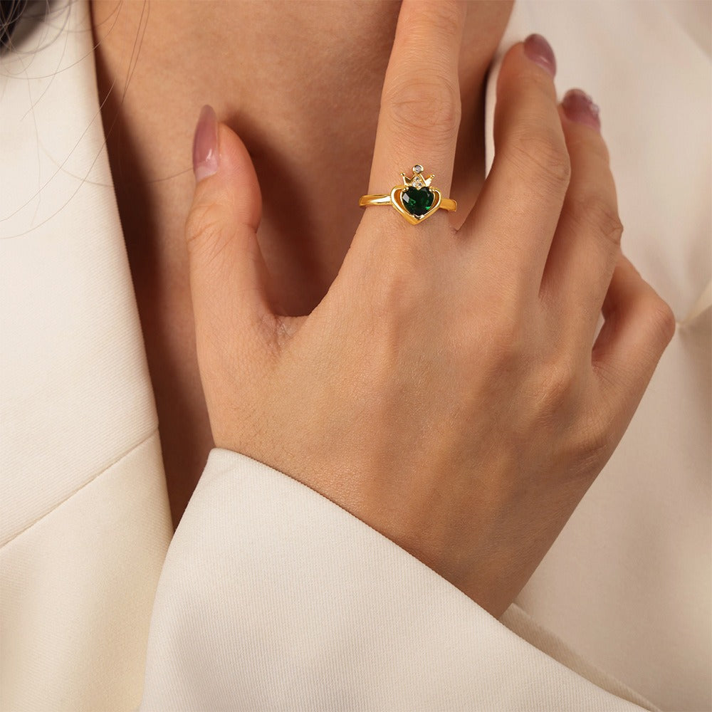 Bague cœur – Acier inoxydable doré 18K, ajustable et hypoallergénique