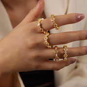 Bague multicolore réglable en acier inoxydable – Zircon hexagonal coloré