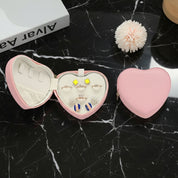 Boîte à bijou mini format – Coffret cœur zippé portable 10 × 9 × 4,5 cm