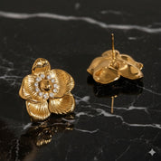 Boucles d’oreilles fleur vintage – Acier inoxydable plaqué or 18 carats