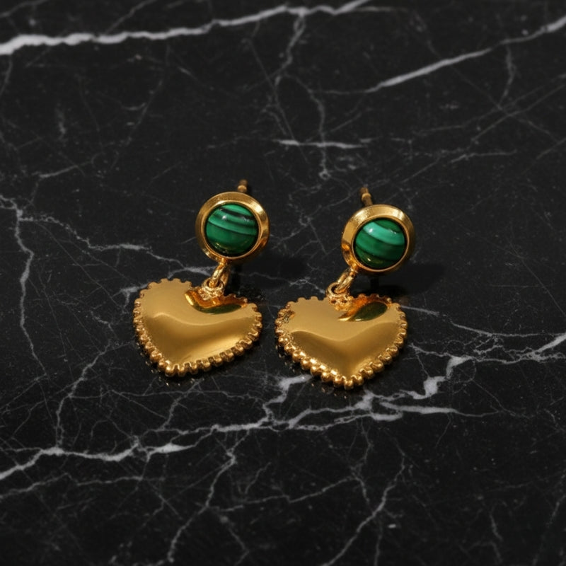 Boucle d'oreille cœur vert