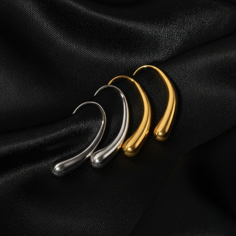 Boucles d'oreilles goutte d'eau minimalistes en acier inoxydable