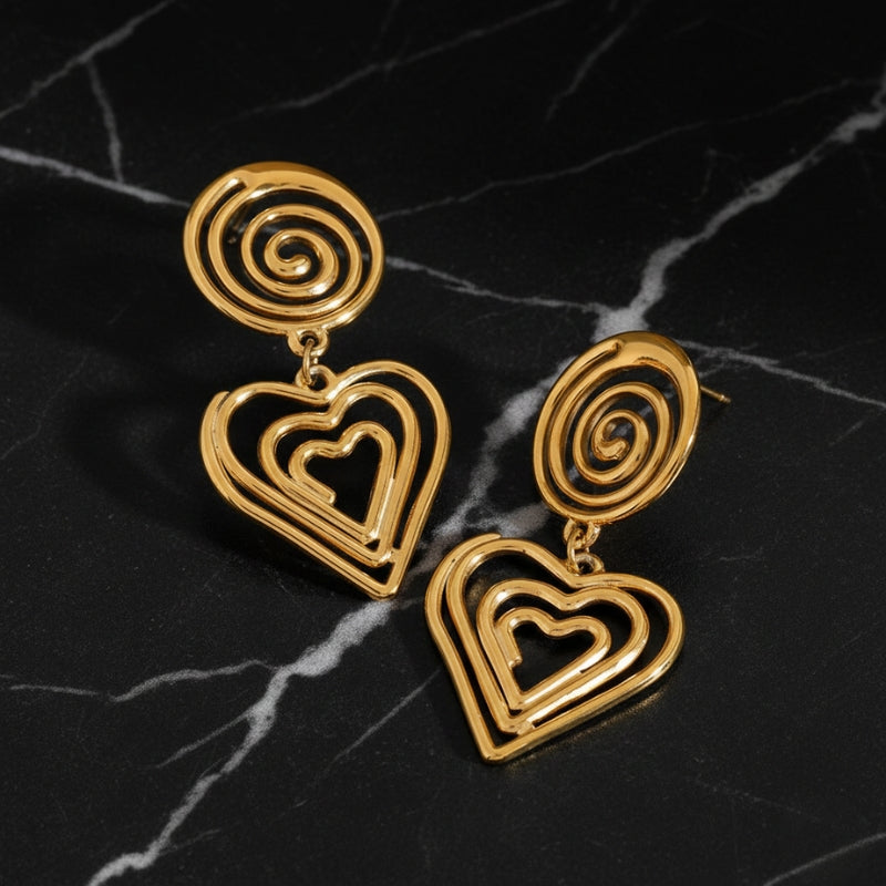 Boucles d'oreilles cœur spirale