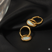 Boucles d'oreilles créoles nacre en acier inoxydable doré