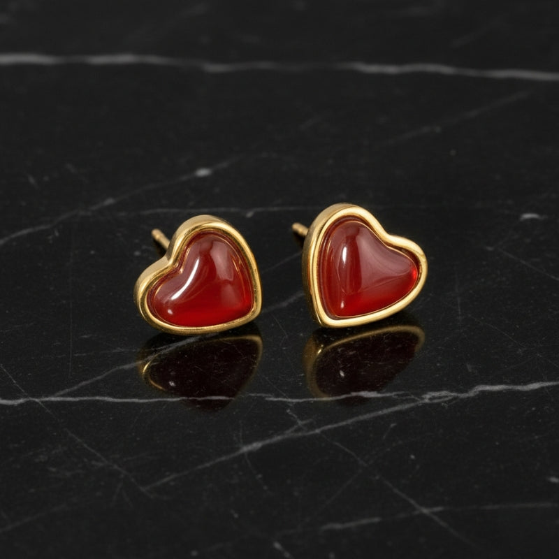 Boucles d'oreilles cœur rouge