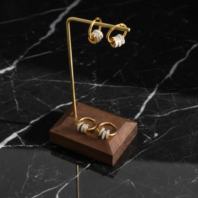 Boucles d’oreilles créoles 3 anneaux – Acier inoxydable doré ou argenté