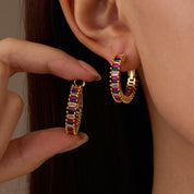Boucles d’oreilles créoles zirconium multicolores