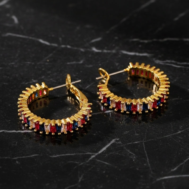 boucle d oreilles creole or entoure de zirconium carrefour