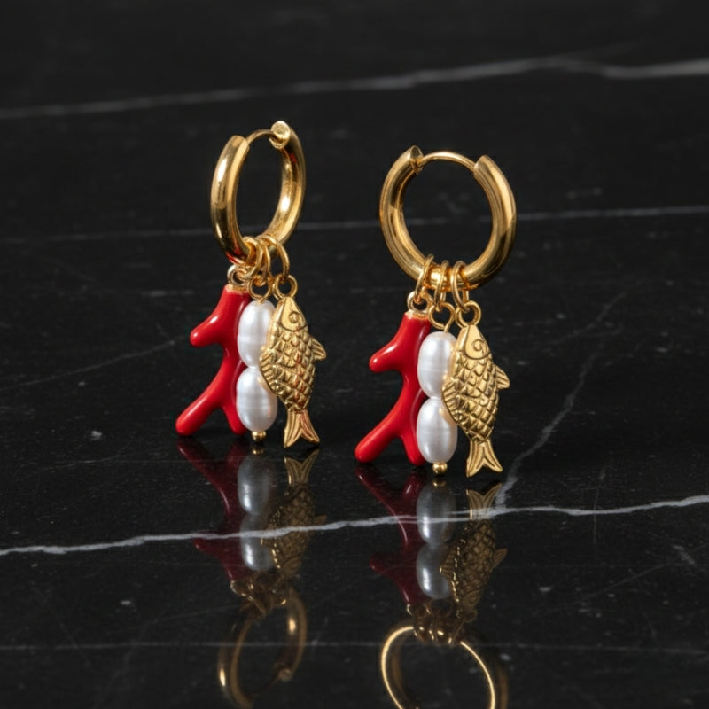 Boucles d’oreilles coquillage minimalistes en acier inoxydable et céramique