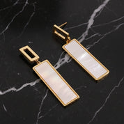 Boucles d’oreilles pendantes rectangulaires en nacre en acier inoxydable
