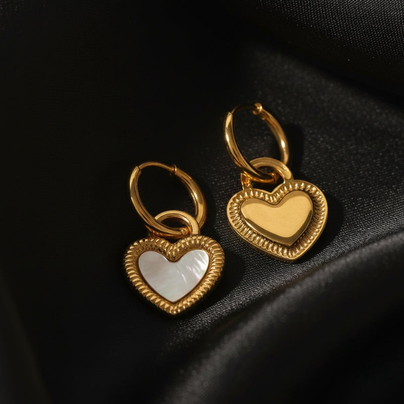 boucle d'oreille coeur pendante