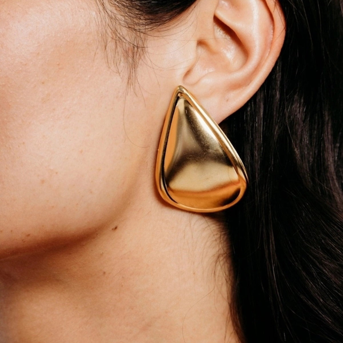 Boucles d’oreilles goutte d’eau oversize en acier inoxydable plaqué 18K