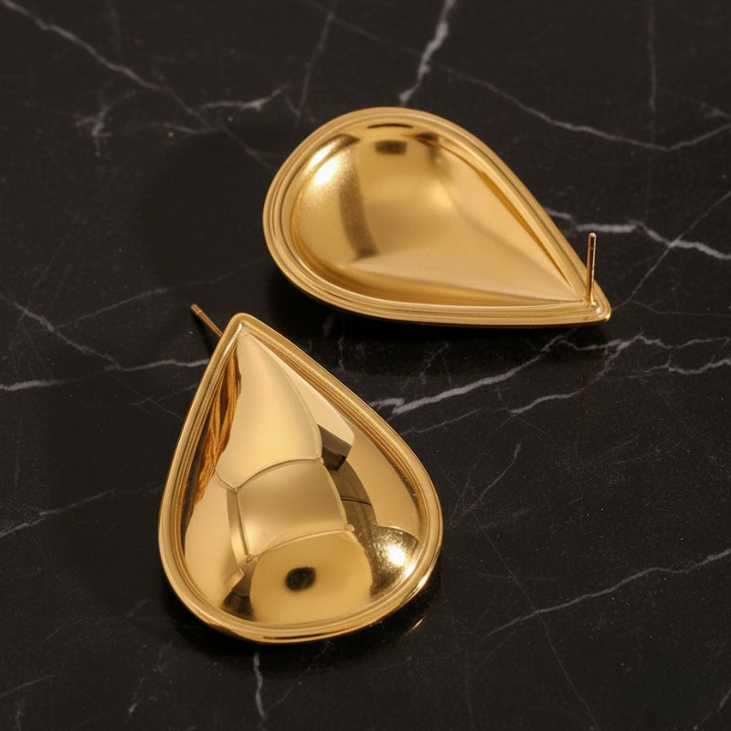 boucle d'oreille goutte d'eau zag, boucle d'oreille goutte d'eau perle, boucle d'oreille goutte d'eau plaque or