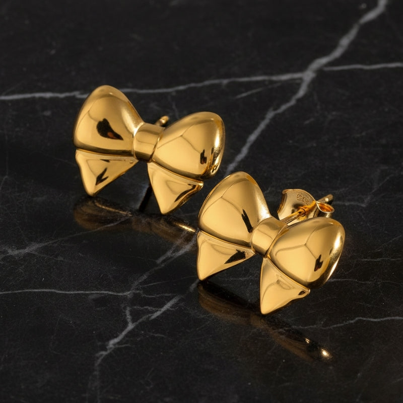 Boucles d’oreilles nœud oversize en acier inoxydable doré 18K