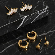 Set boucles d'oreilles petit anneau doré – Formes rondes, cœurs et géométriques