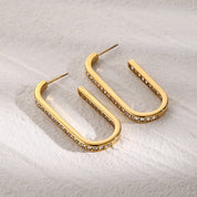 Boucles d’oreilles créoles strass – Acier inoxydable doré 18K