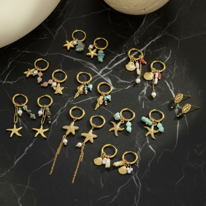 Boucles d'oreilles coquillage perlées