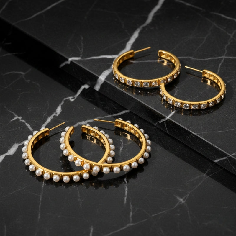 boucle d'oreille creole perle blanche