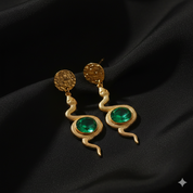 Boucles d’oreilles serpent vert émeraude en acier inoxydable PVD 18K