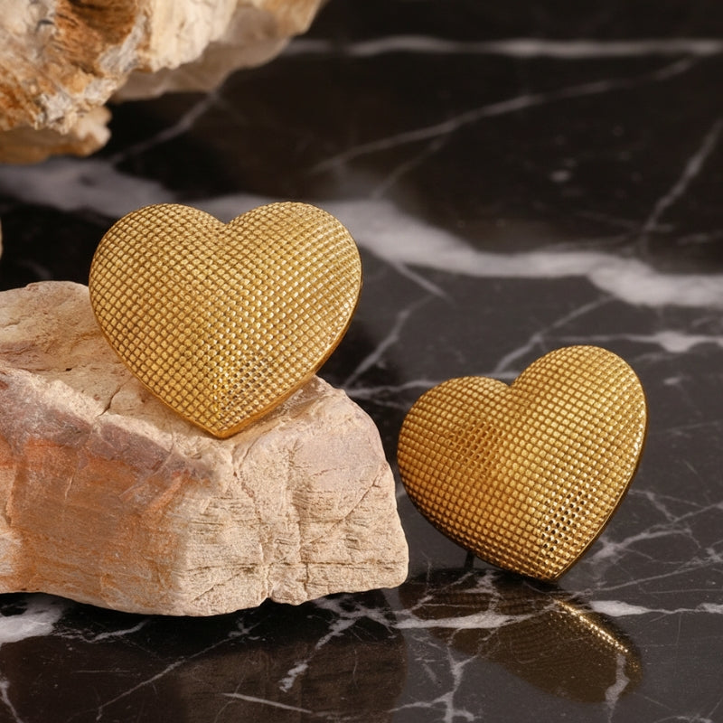 Boucles d’oreilles cœur oversize en acier inoxydable 18K