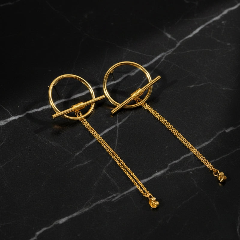 Boucles d’oreilles pendantes fantaisie – Acier inoxydable doré 18K