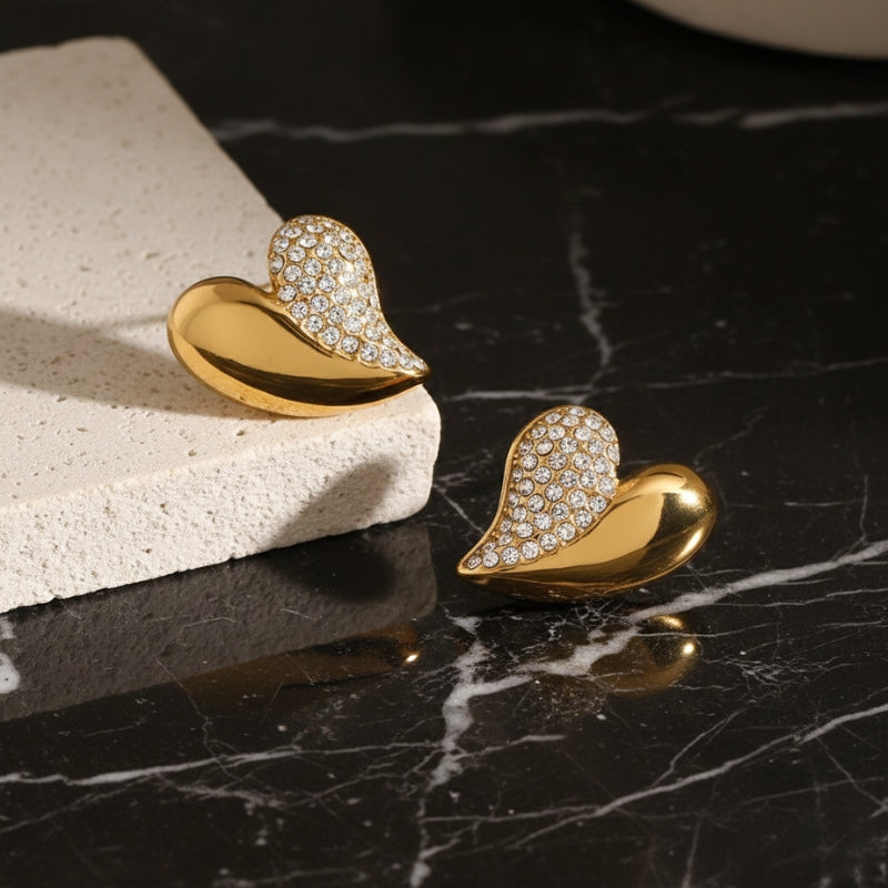 Boucles d'oreilles cœur scintillant
