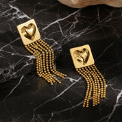 Boucles d'oreilles cœur cascade de perles