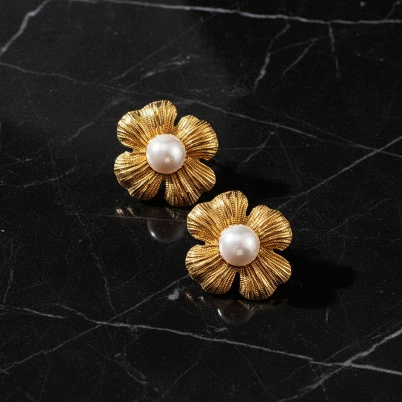 Boucles d'oreilles perle fleur