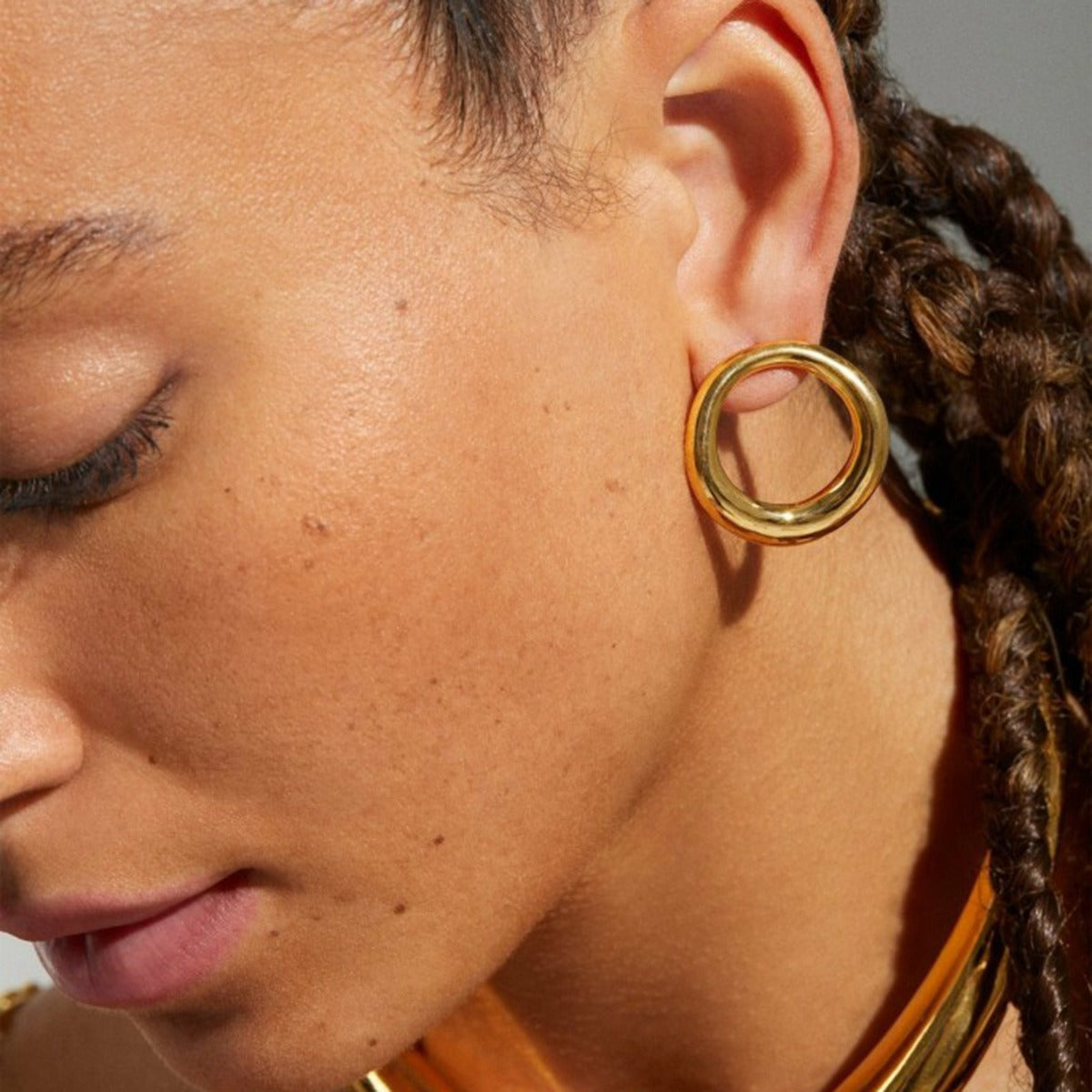 Boucles d’oreilles cercle dorées – acier inoxydable PVD 18K