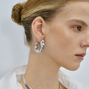 Boucles d’oreilles créoles goutte d’eau au design irrégulier 18K et acier inoxydable