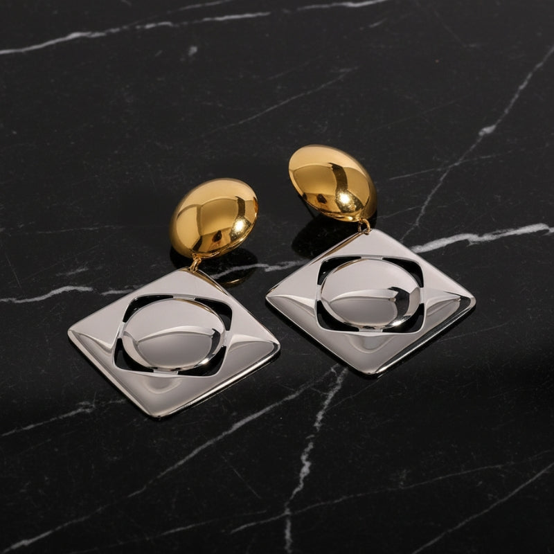 boucle d'oreille carré argent