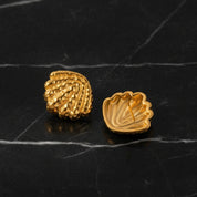 Boucles d’oreilles coquillage martelées en acier inoxydable