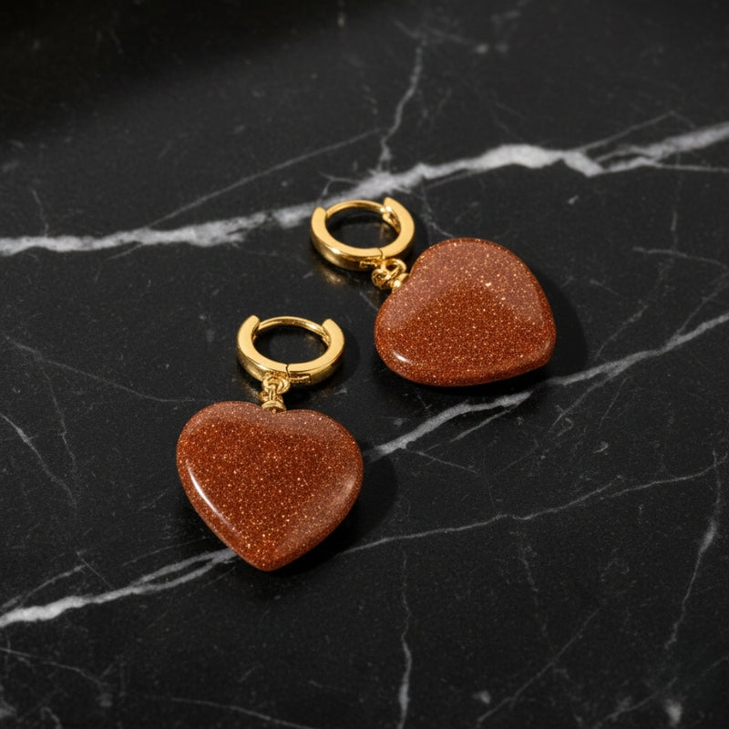 Boucles d’oreilles cœur pailleté