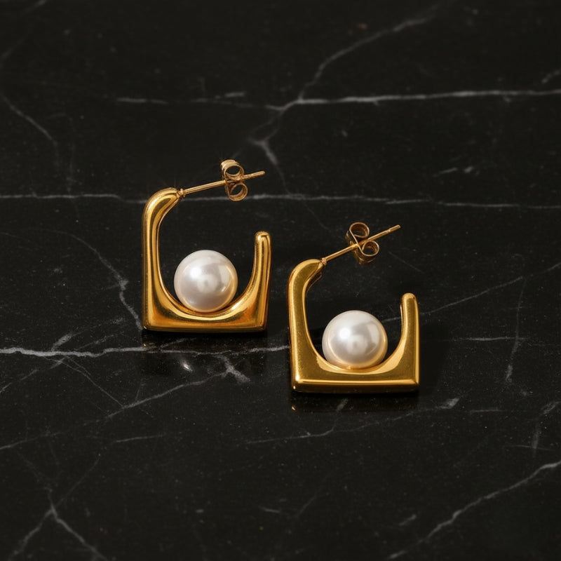 Boucles D'Oreilles Femme En Acier Inoxydable Doré Avec Strass - Bijoux Élégants Hypoallergéniques Pour Toutes Occasions - 2