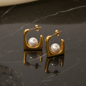 Boucles d’oreilles créoles carrées en acier inoxydable 18K