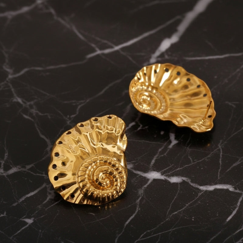 Boucles d’oreilles escargot dorées en acier inoxydable