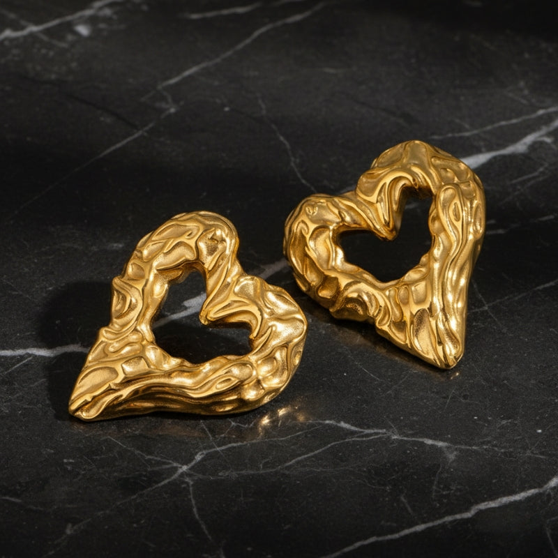 Boucles d'oreilles cœur texturé