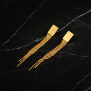 Boucles d’oreilles à franges pendantes – Acier inoxydable et or 18K