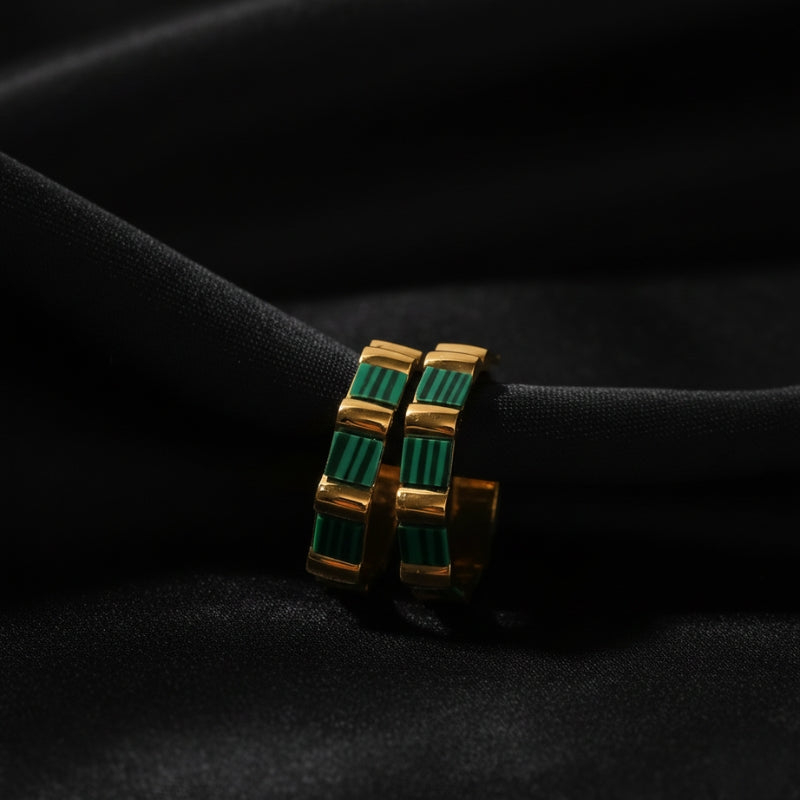 Boucles d'oreilles créoles multicolores en acier inoxydable doré 18K