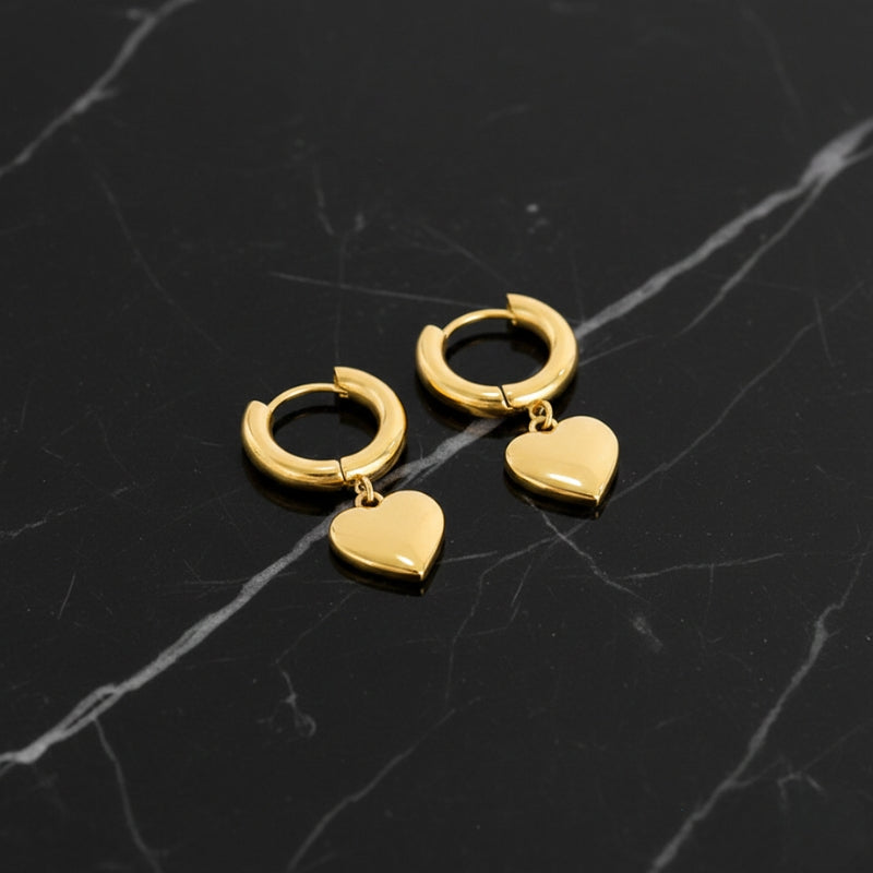 Boucles d’oreilles cœur créoles pendantes