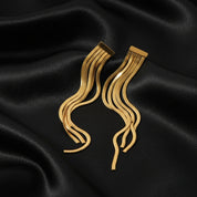 Boucles d’oreilles fantaisie pendantes – Design à franges en acier inoxydable 18K