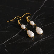 Boucles d'oreilles perle blanche pendante, boucle d'oreille femme perle de culture