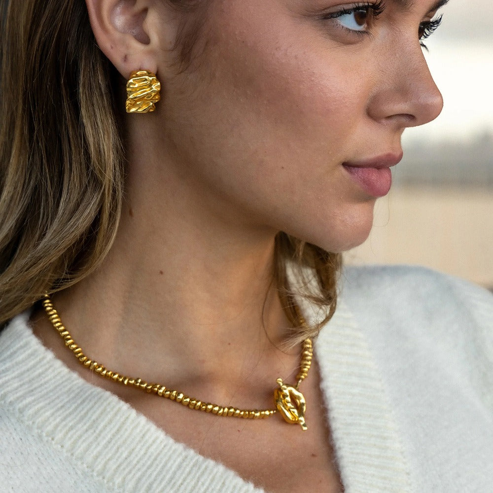 Boucles d’oreilles créoles rectangle acier inoxydable et plaqué or 18K, boucle d oreille femme creole rectangle