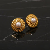 Boucles d'oreilles perle plate